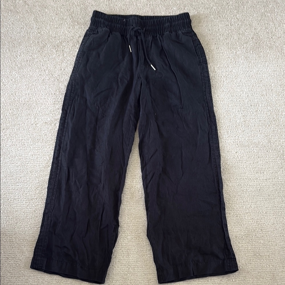 Quince Black European Linen Pants With Elastic Waistband